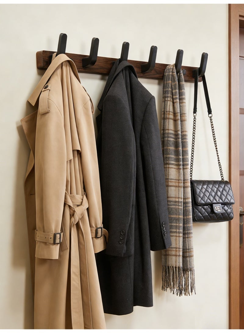 ihomeshop 6 hooks for hanging hangers, solid wood hooks for hanging clothes behind bedroom doors, bathroom entrance hooks, wooden style hotel decoration hooks for hanging clothes and hats - Image 2